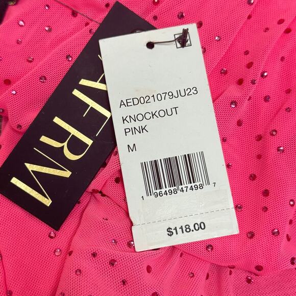 New AFRM x Revolve Jennan Maxi Long Dress Knockout Pink Rhinestone Ruched Size M - Picture 7 of 13